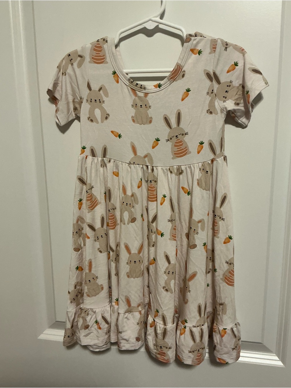 Snuggle Bums 3T Bamboo Bunny Print Dress in Cream
